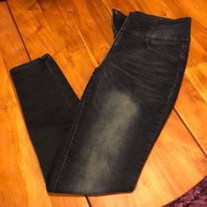 Antique washed high waisted skinny jeans